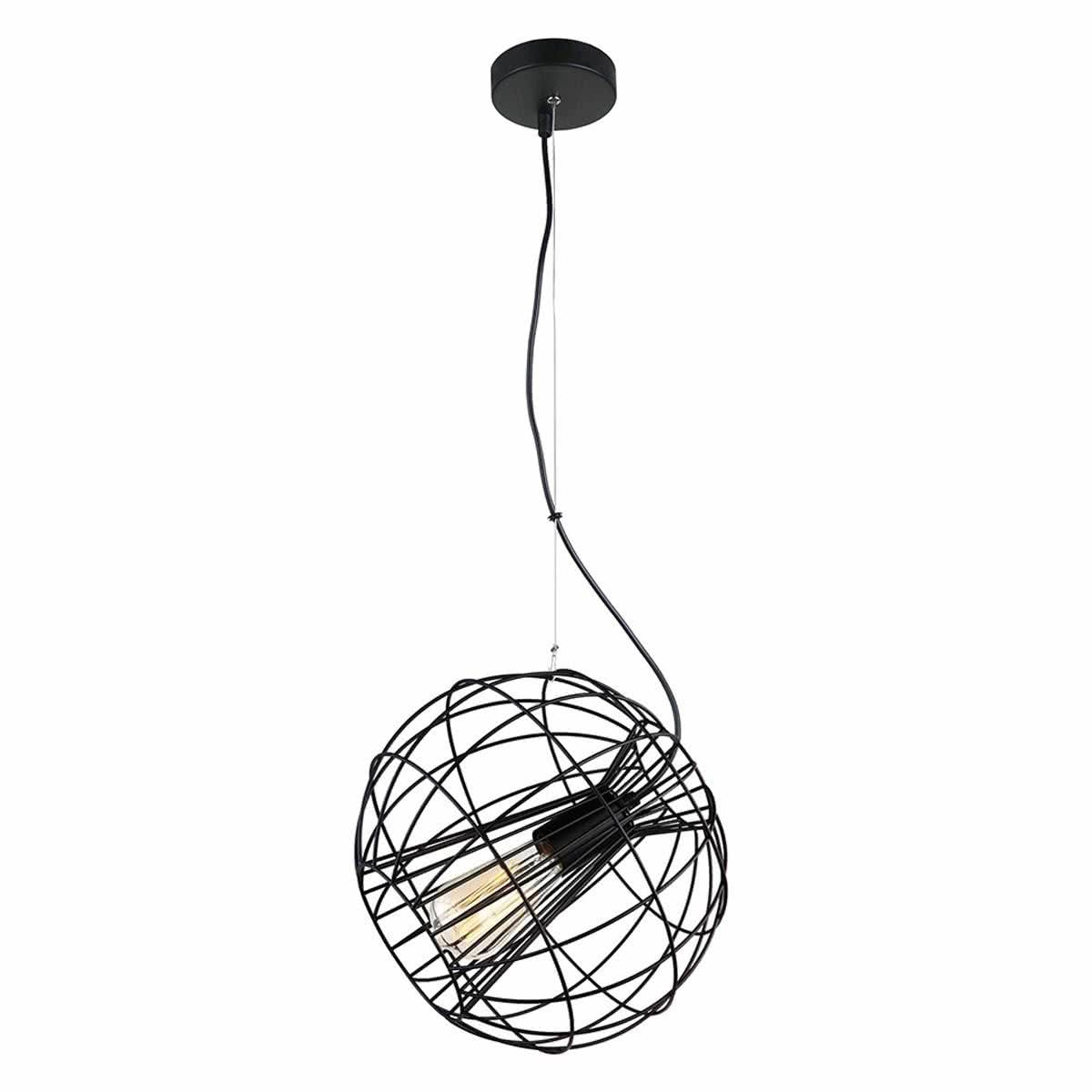 Sentinel Black Metal Cage Pendant Light