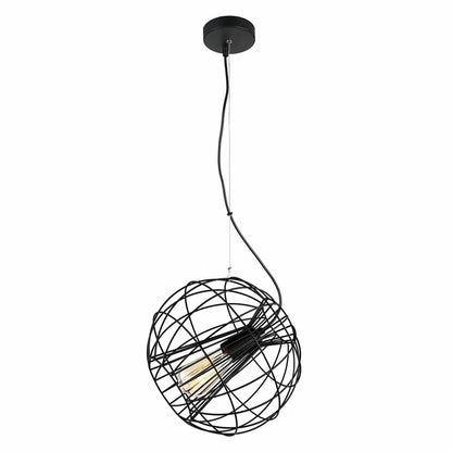 Sentinel Black Metal Cage Pendant Light