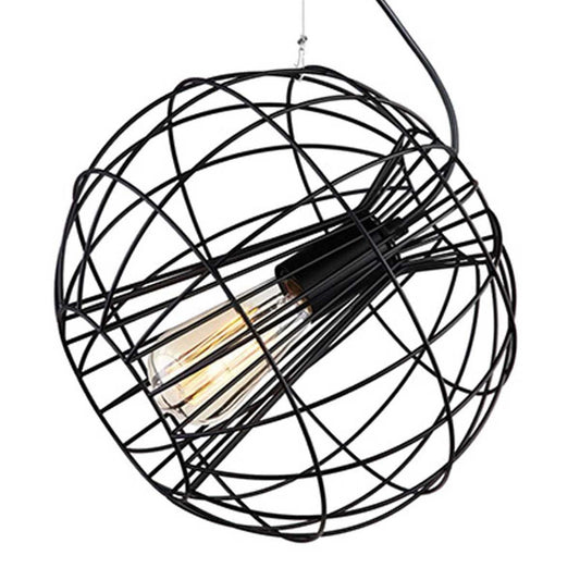 Sentinel Black Metal Cage Pendant Light