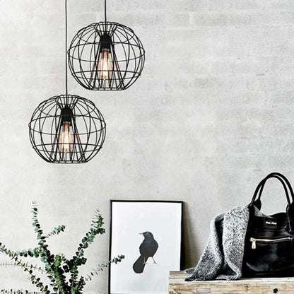 Sentinel Black Metal Cage Pendant Light