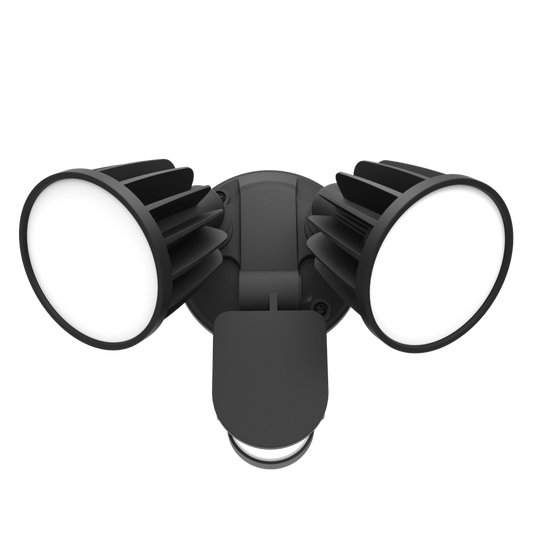 Stargem Iii 30w LED Tri Colour Twin Head Outdoor Spotlight With Motion Sensor