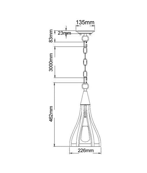 Khaleesi Oak Dark Red Wood Pendant Light