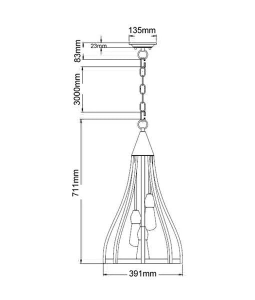 Khaleesi Oak Dark Red Wood Pendant Light