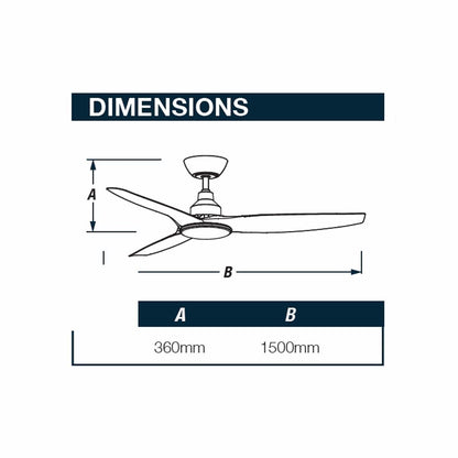 Skyfan 60" DC 3 Blade Ceiling Fan With Remote