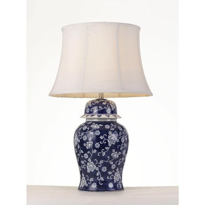 Iris Ceramic Ornate Floral Blue & White Table Lamp