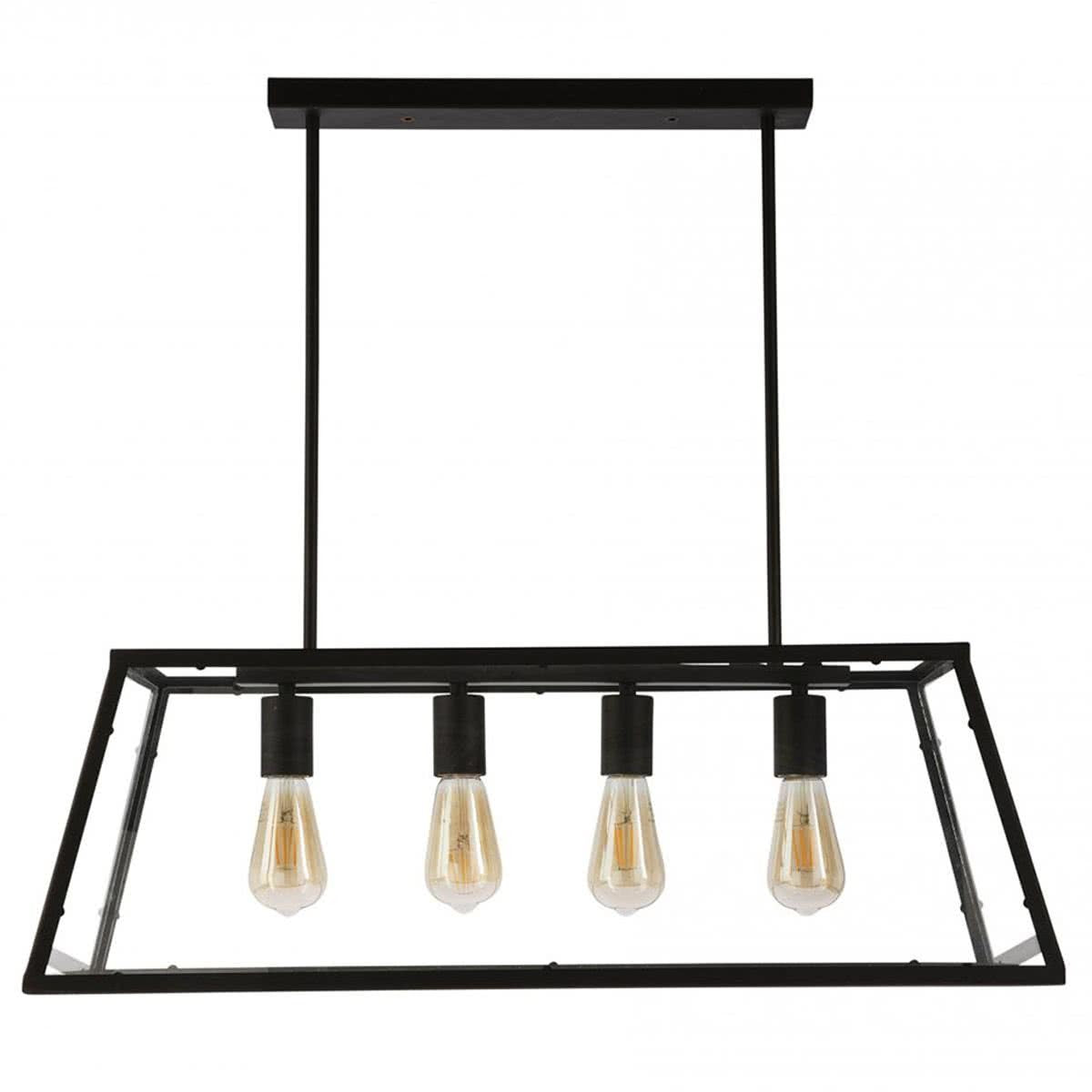 Trapezio 4 Light Black Metal Pendant Light