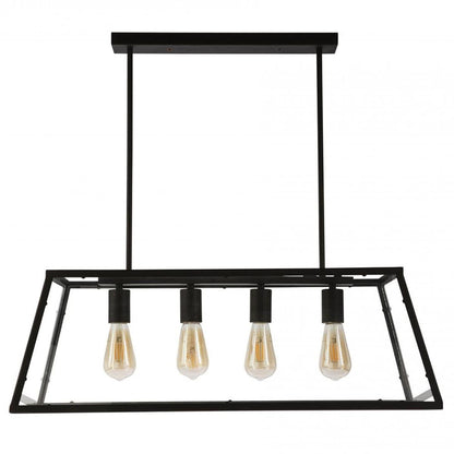Trapezio 4 Light Black Metal Pendant Light