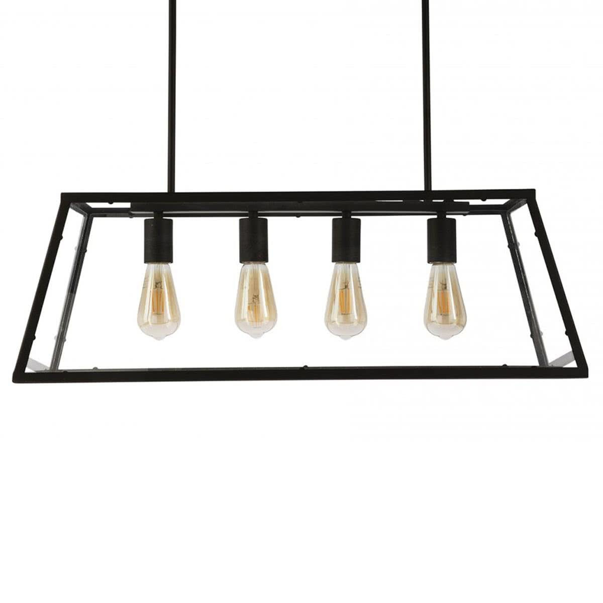 Trapezio 4 Light Black Metal Pendant Light