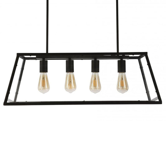Trapezio 4 Light Black Metal Pendant Light
