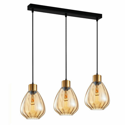 Tulip Ribbed Wine Glass Linear Pendant Light