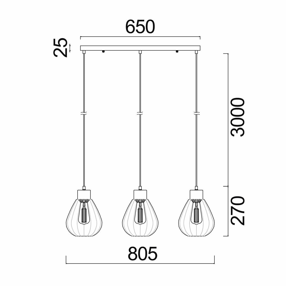 Tulip Ribbed Wine Glass Linear Pendant Light