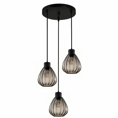 Tulip Ribbed Wine Glass Round Cluster Pendant Light