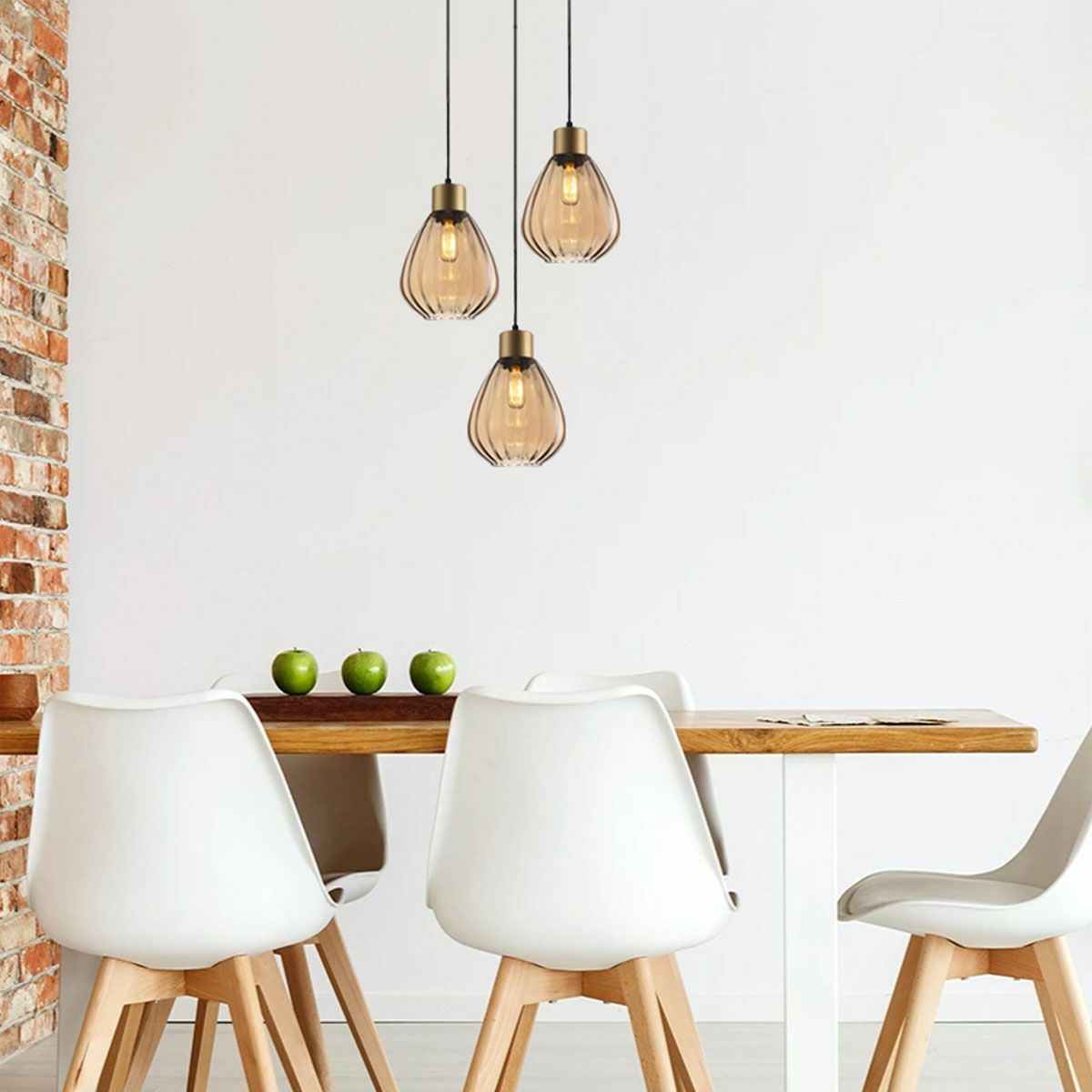 Tulip Ribbed Wine Glass Round Cluster Pendant Light