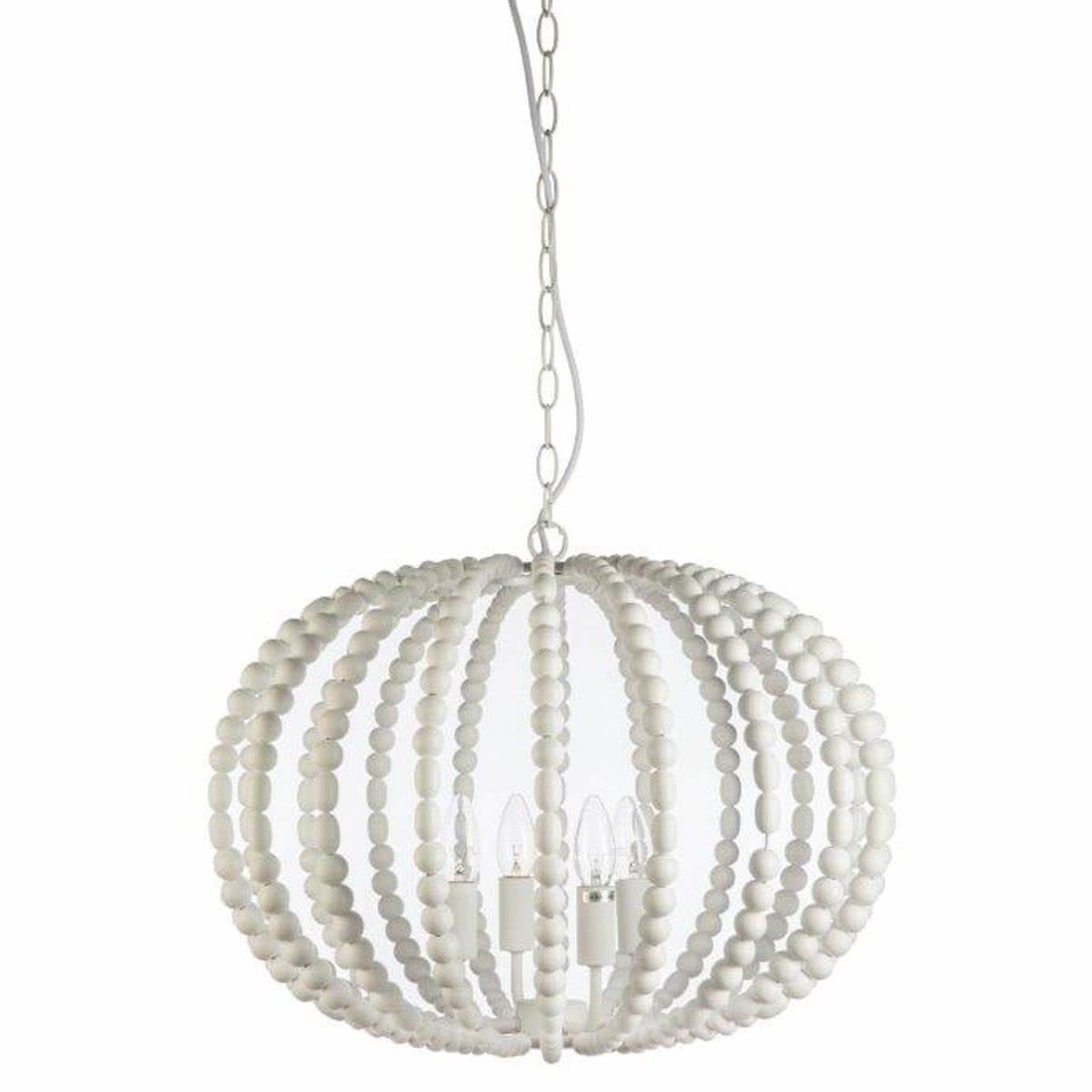 Vanity 4 Light Beaded Wood Pendant