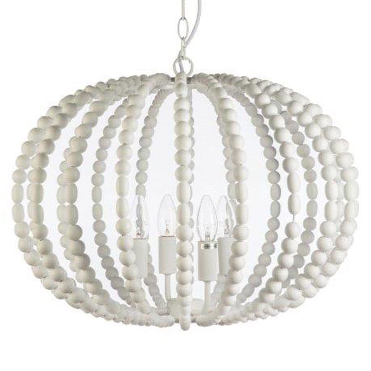 Vanity 4 Light Beaded Wood Pendant