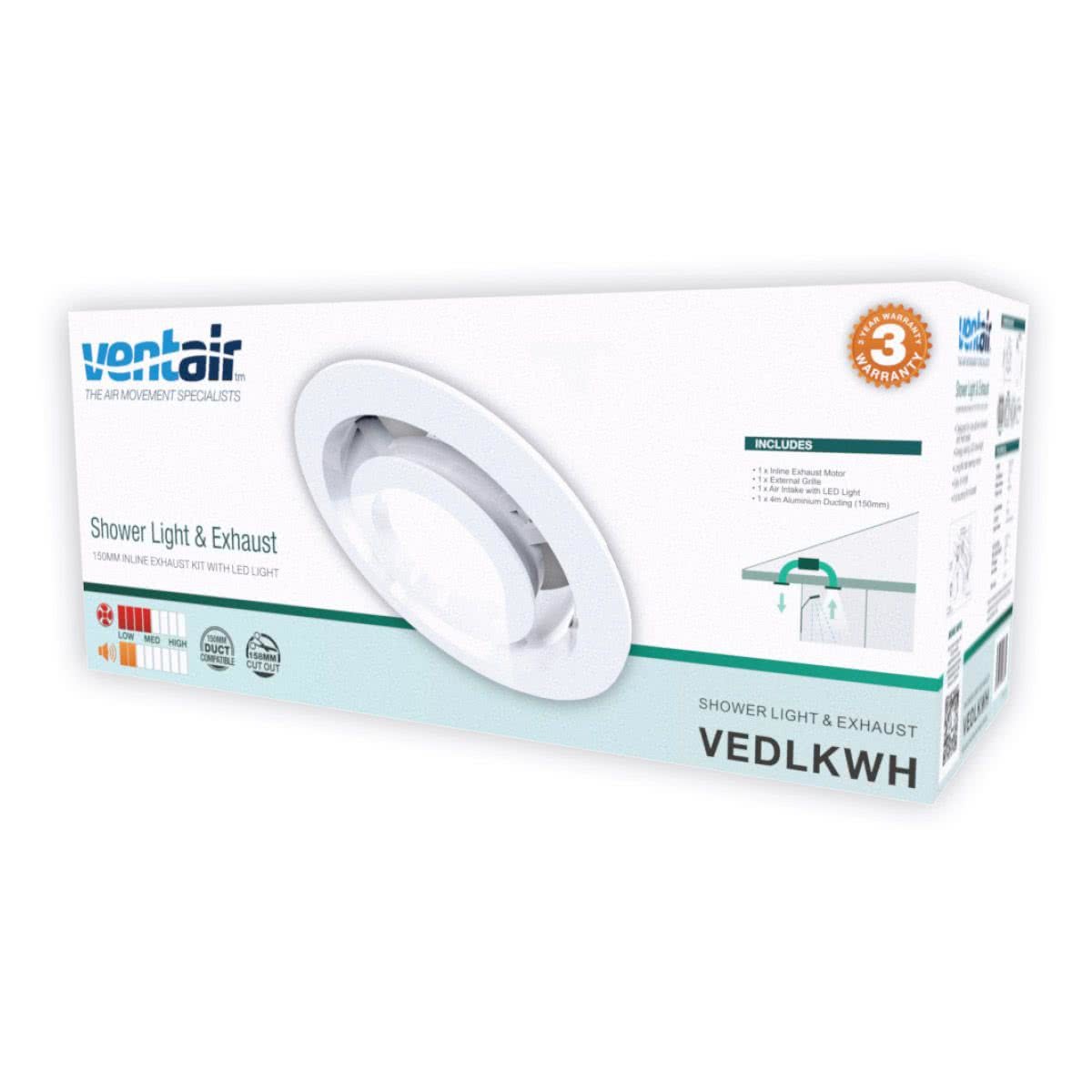 Air Transfer Inline Exhaust Fan With LED Light Kit