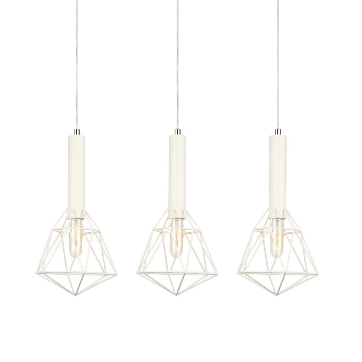 Whiteband Triple Diamond Iron Cage Pendant Light