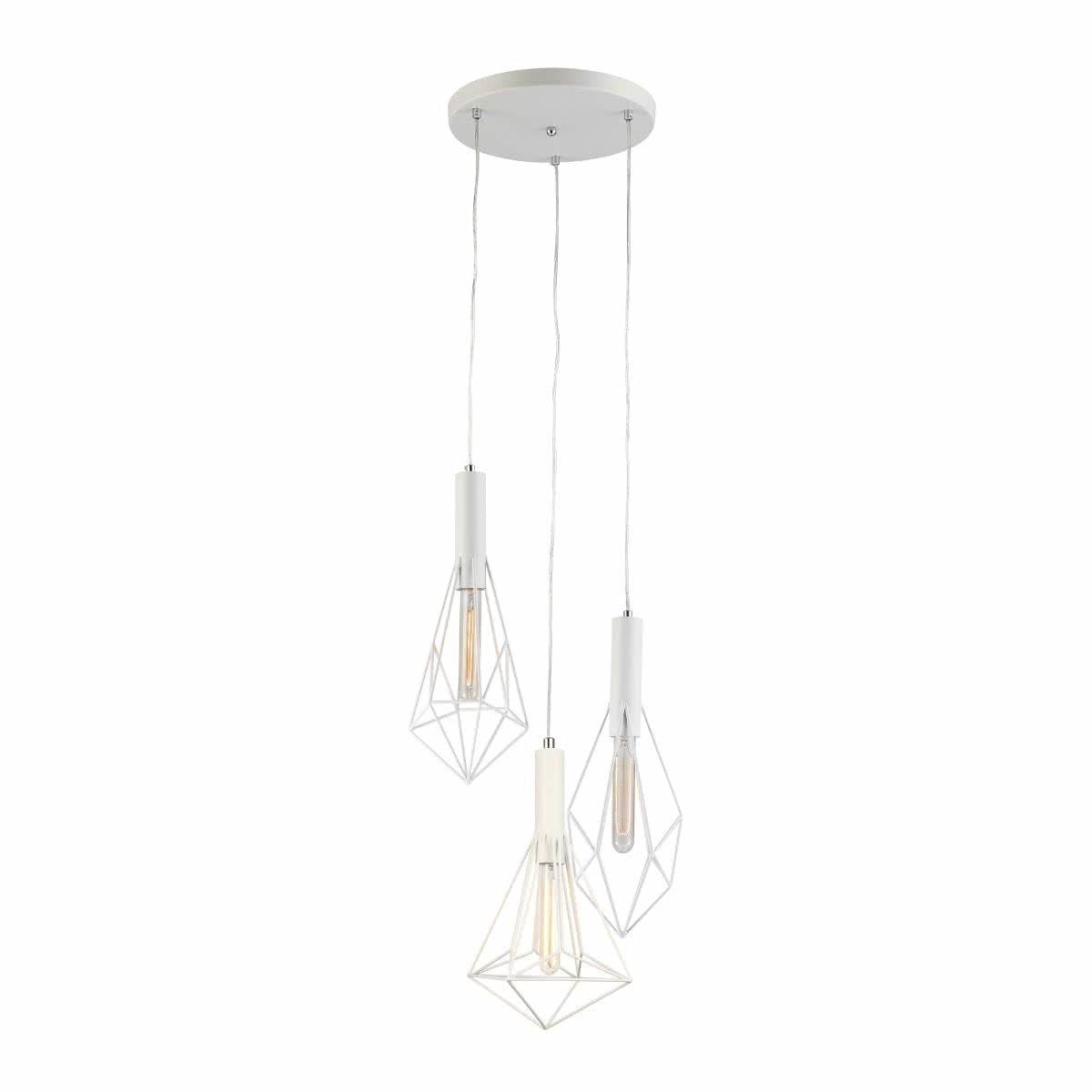 Whiteband Triple Cluster Iron Cage Pendant Light