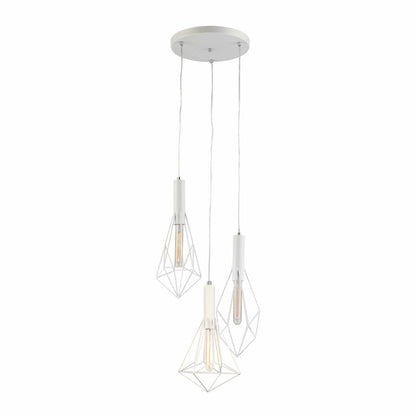 Whiteband Triple Cluster Iron Cage Pendant Light