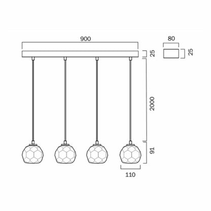 Zaha 4 Crystal Pendant Light